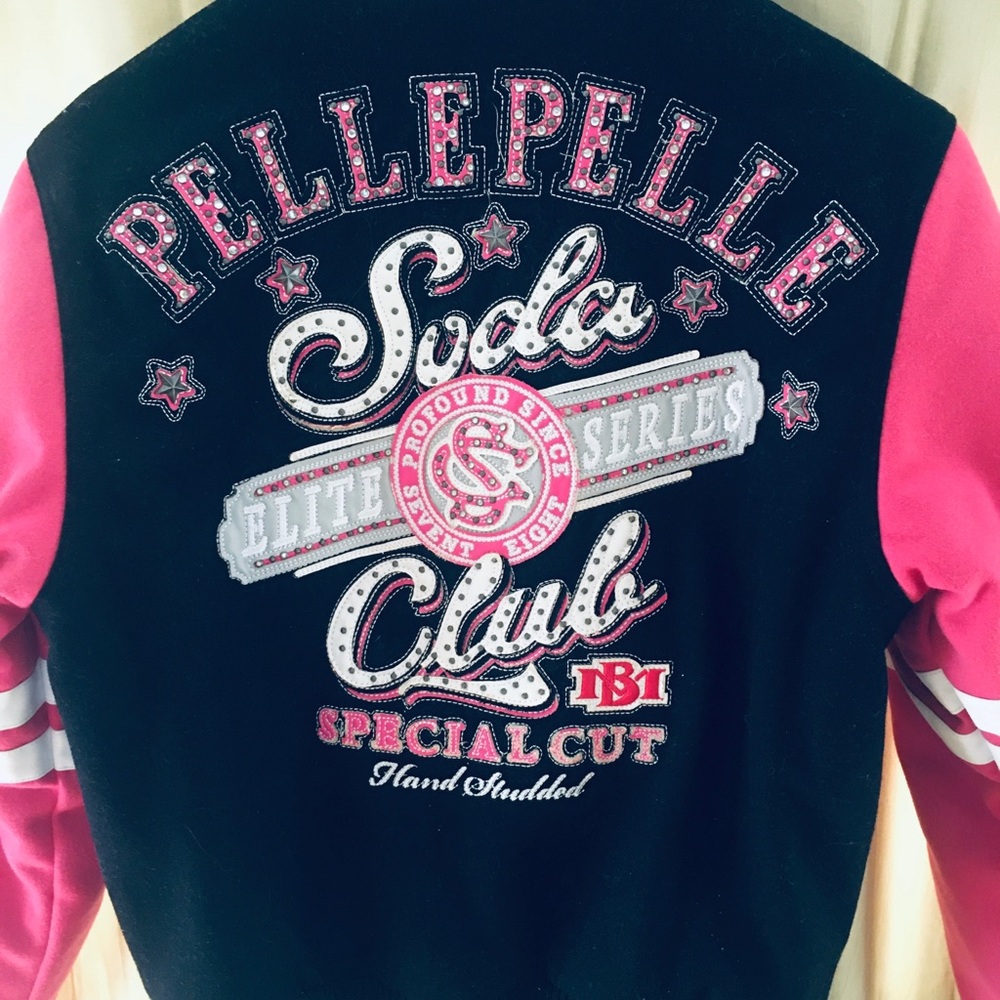 Pelle Pelle Limited Edition Elite Series Soda Club Black and Pink Studded Jacket